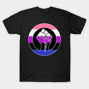 Black Lives Matter Fist Circled LGBTQ Flag Genderfluid T-Shirt